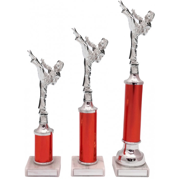 FEMALE ROUNDHOUSE KICK METAL TROPHY  - AVAILABLE IN 3 SIZES